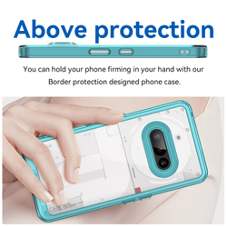 Двухкомпонентный прозрачный чехол для Nothing Phone 3a, боковые рамки мягкие бирюзового цвета