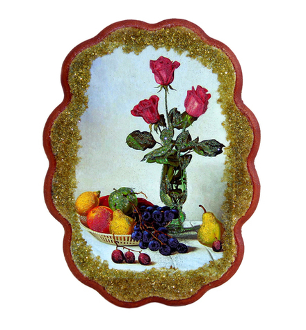 Ажурное панно№2 " Розы  и фрукты" размер 25-19-1см 250гр.