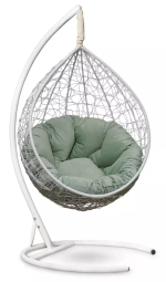 Подвесное кресло SEVILLA VERDE VELOUR белое, фисташковая подушка (Laura Outdoor)