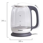 Чайник SONNEN KT-1792, 1,7 л, 2200 Вт, закрытый нагревательный элемент, стекло, белый, подсветка, 454348