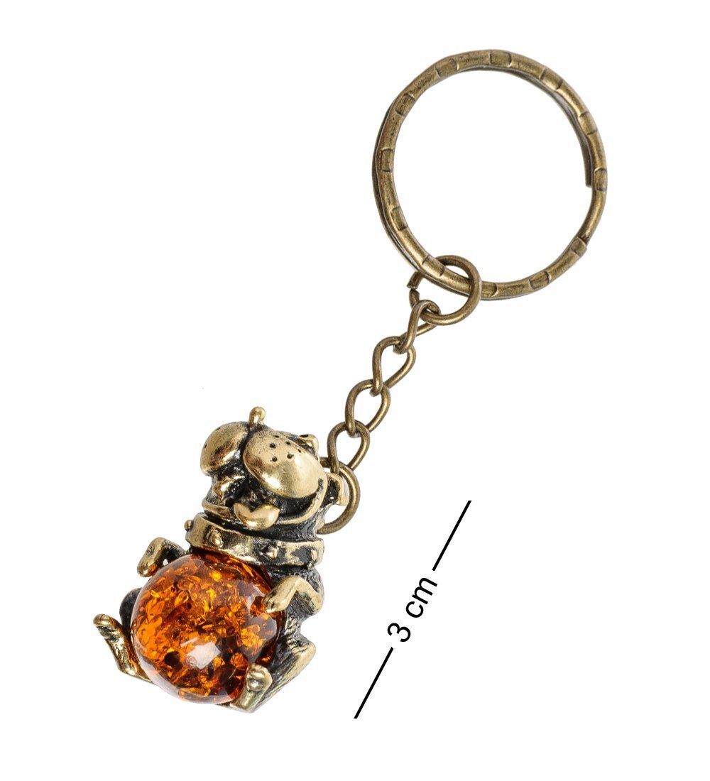 AM- 861 Брелок «Собака» (латунь, янтарь)