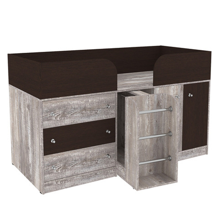 Кровать-чердак КарИВи Малыш 4 Бетон Венге