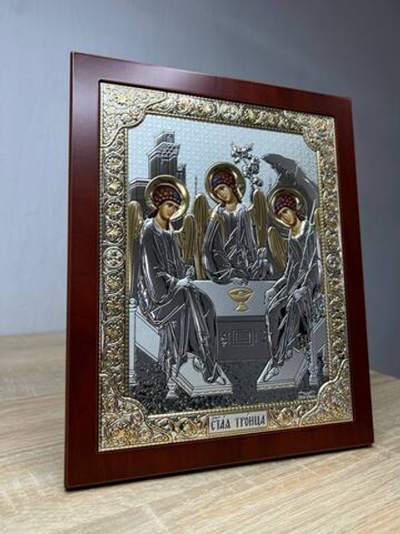 Св. Троица, икона прямоугольная с рамкой, красное дерево 210х260