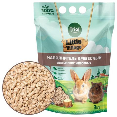 Наполнитель для мелких животных древесный 6мм, 3л, серия LITTLE VILLAGE , Triol