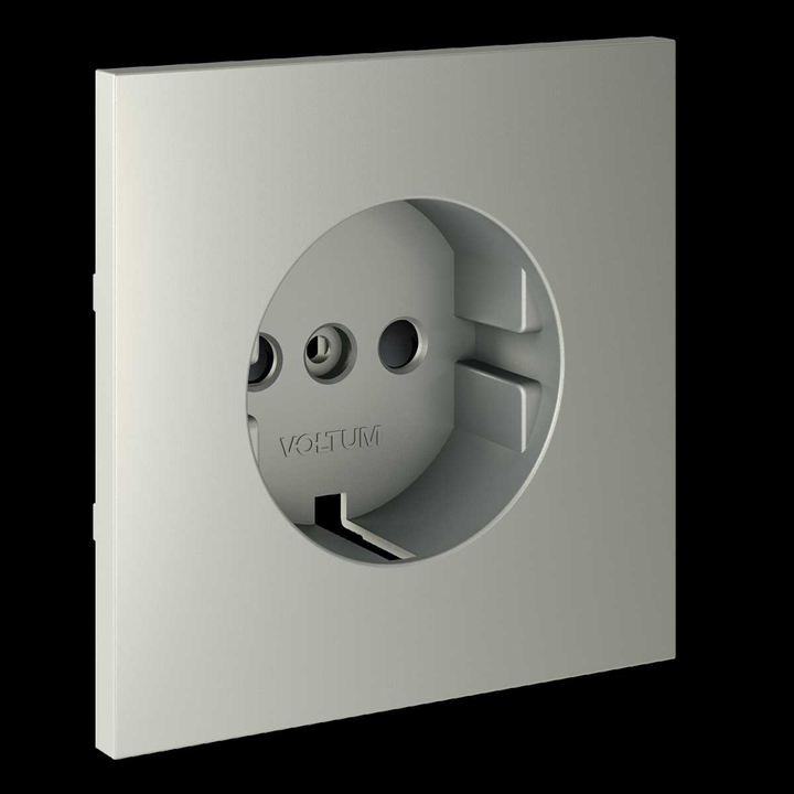 Накладка для розетки с заземлением и защитными шторками S70 (сталь) Voltum VLS000705