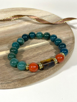 Браслет для Козерога, агат, яшма и тигровый глаз