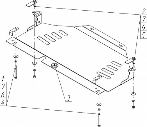 Защита стальная 3 мм КПП Porsche Cayenne MOTODOR.12708