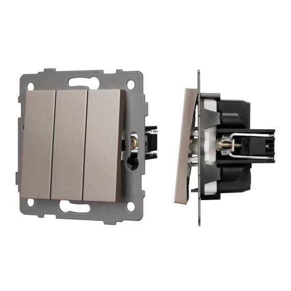 Механизм выключателя трехклавишный непроходной SWT-MK03-PL-GD-V (250V, 10A) Arlight 049899