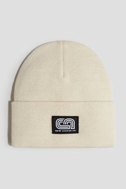 H&M Шапка тонкой вязки в рубчик, светло-бежевый