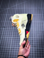 OW X AIR JORDAN 5 WHITE/FIRE RED/YELLOW