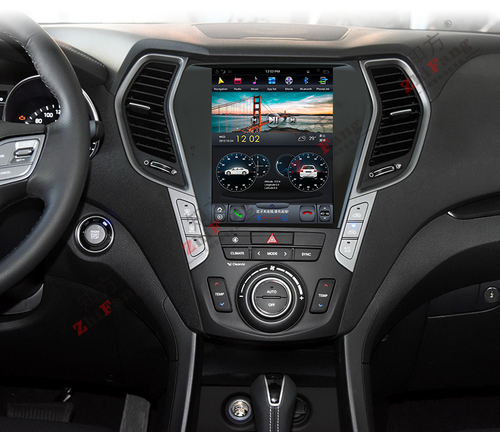 Магнитола для Hyundai Santa Fe 3 DM 2012-2018 (климат на ШГУ) - Kuberg ZF-1157-Q6 вертикальный экран 10.4" в стиле "Тесла" на Android 11, CarPlay, 4G SIM-слот