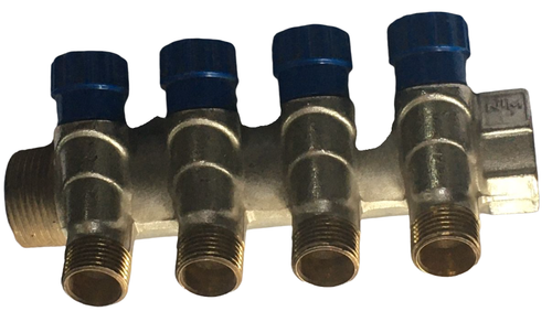 Коллектор NTM 1x1/2 н.р на 4 выхода с вентилями