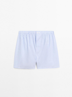 Massimo Dutti Трусы-боксеры из 100% хлопка в полоску, небесно-голубой