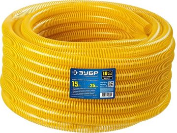 ЗУБР 25 мм x 15 м, 10 атм, со спиралью ПВХ, напорно-всасывающий шланг, ПРОФЕССИОНАЛ (40327-25-15)