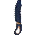 Темно-синий вибратор-реалистик с рёбрышками Nereos - 23 см. (Цвет: темно-синий)