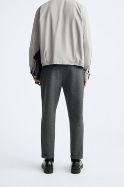 ZARA БРЮКИ EASY CARE С ПОЯСОМ НА ШНУРКЕ, АНТРАЦИТОВО-СЕРЫЙ