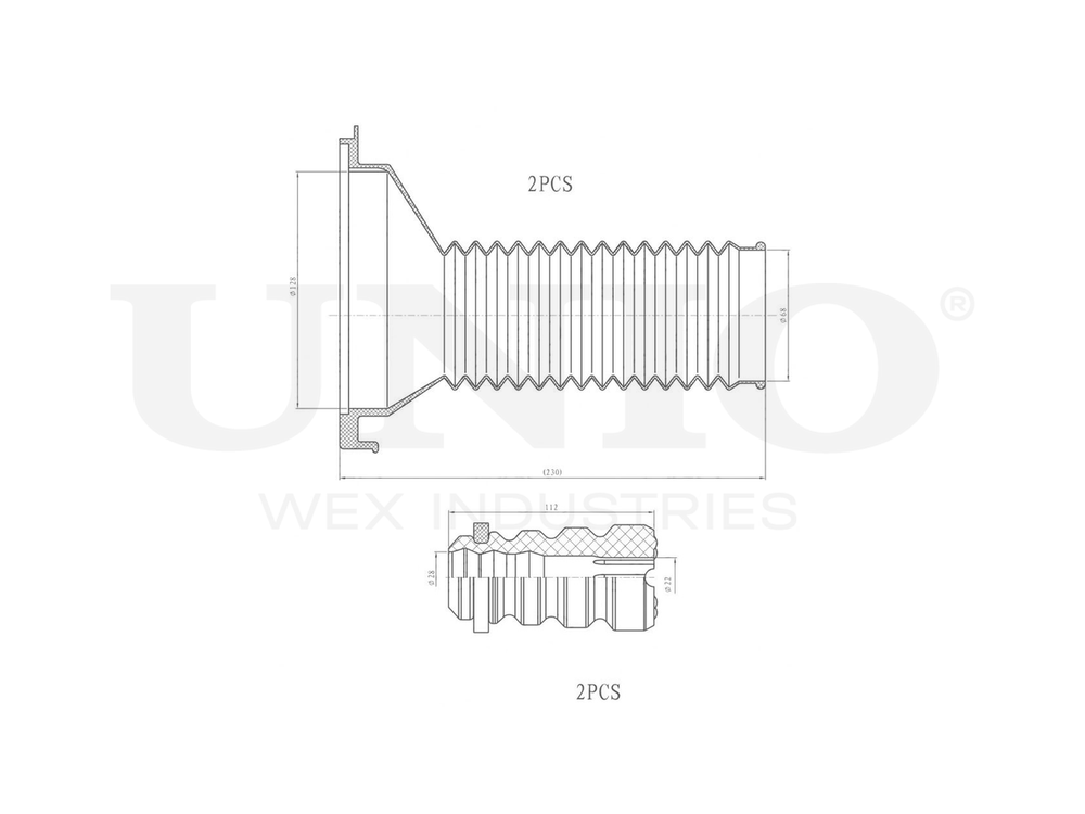 Комплект пыльник и отбойник UNIO DUC-50095
