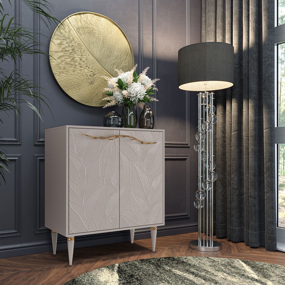 Комод Арт Колор leaves Классик Голд с 2 полками Серый агат