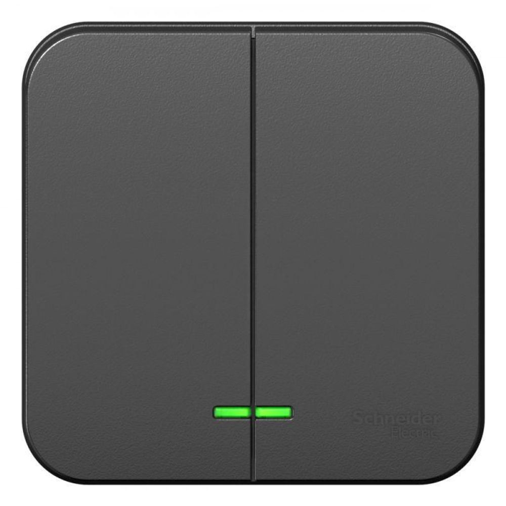 Выключатель 2-кл. ОП Blanca 10А IP20 (сх. 5) 250В с подсветкой антрацит SE BLNVA105106