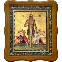 Онуфрий Великий преподобный. Икона на холсте.