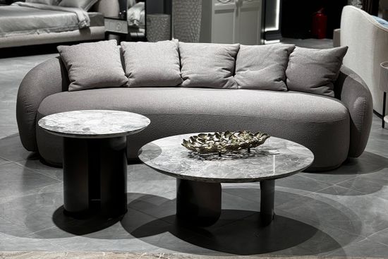 57EL-79702 Стол журнальный натур.серый мрамор d 60*50см