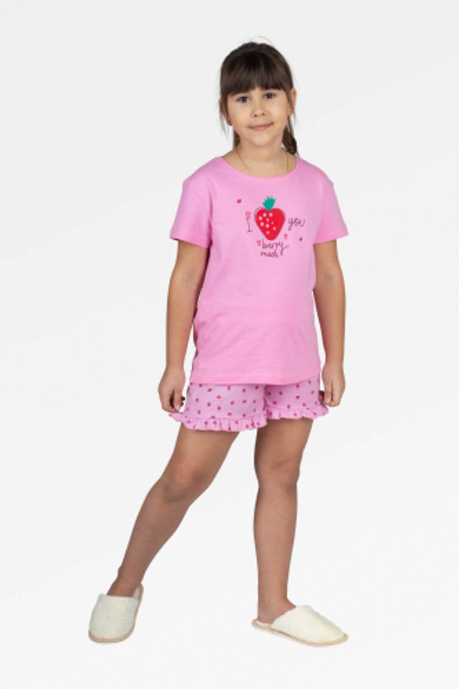 Л3197-8089 клубнички на розовом+розовый пижама для девочки Basia.