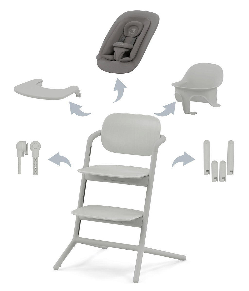 Стульчик для кормления Cybex Lemo 4 в 1 с мягкими чехлами Comfort Inlay Suede Grey/Stone Blue