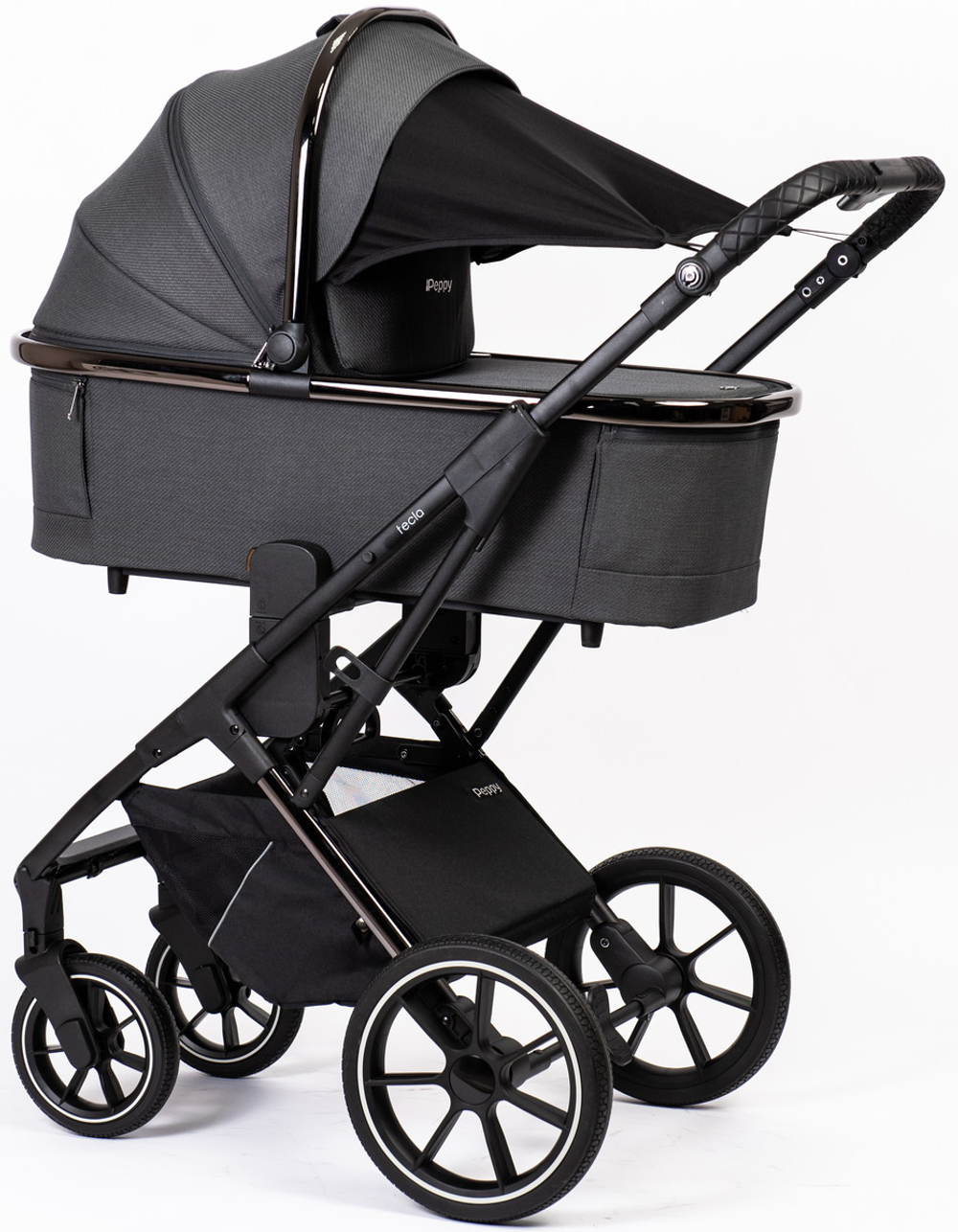 Детская коляска Peppy Tecla 3 в 1 с автокреслом Verona Beige Shadow Antrazit Chrome Edition Графитовый