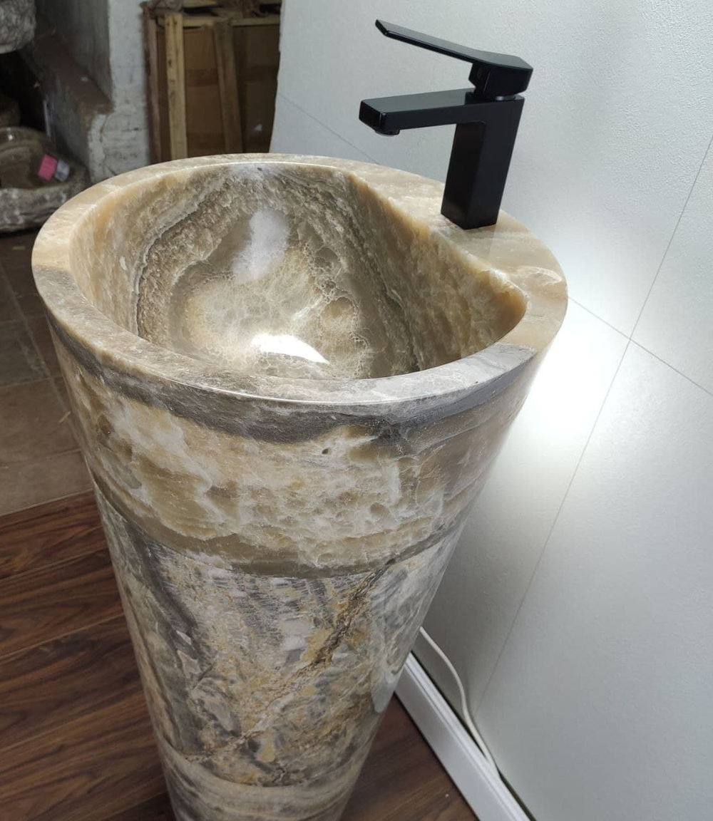 Раковина напольная из оникса Grey ON-01365 (45*45*90 см)