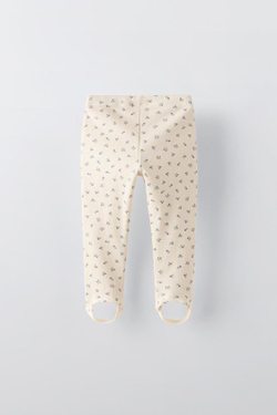 ZARA ЛЕГИНСЫ С ЦВЕТОЧНЫМ ПРИНТОМ, ПАСТЕЛЬНО-СИНИЙ