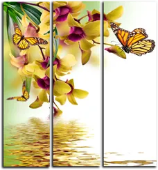 Модульная картина " Бабочка на цветке"