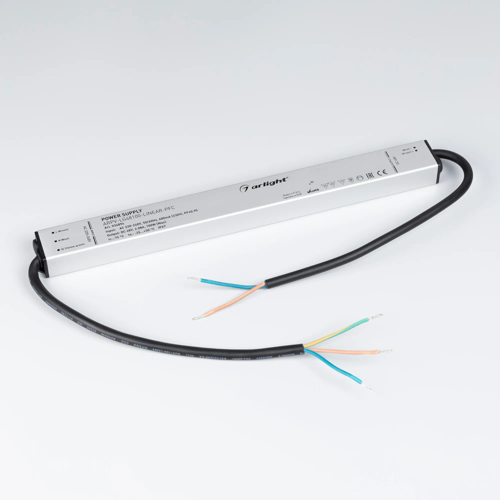 Блок питания ARPV-LG48100-LINEAR-PFC (48V, 2.08A, 100W) (Arlight, IP67 Металл, 5 лет) 034894