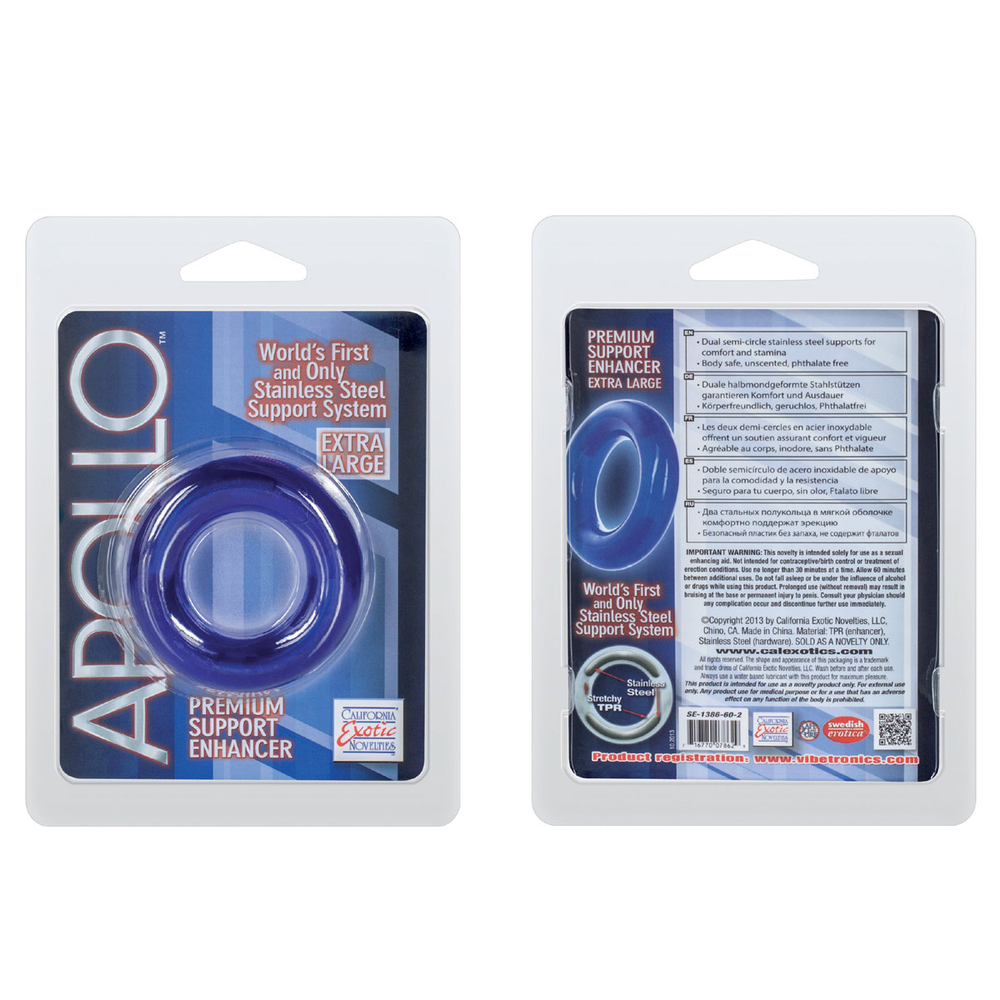 Синее эрекционное кольцо Apollo Premium Support Enhancers - Extra Large