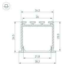 Профиль PLS-LOCK-H25-FS-3000 ANOD (Arlight, Алюминий) 023386