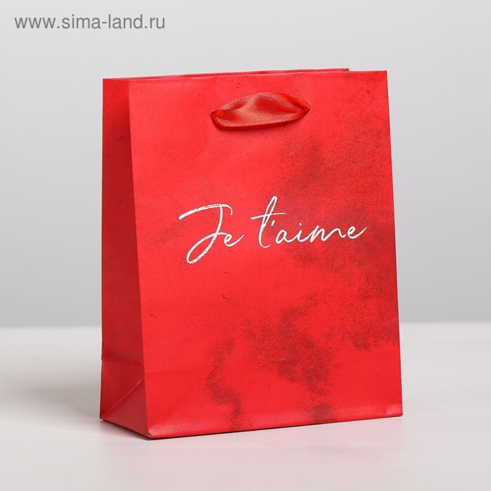 Пакет подарочный ламинированный вертикальный Je tiame, S 12 x 15 × 5,5 см.