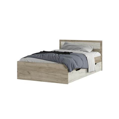 Гармония КР 606 Кровать с ящиками 120 Дуб крафт серый / Дуб крафт белый