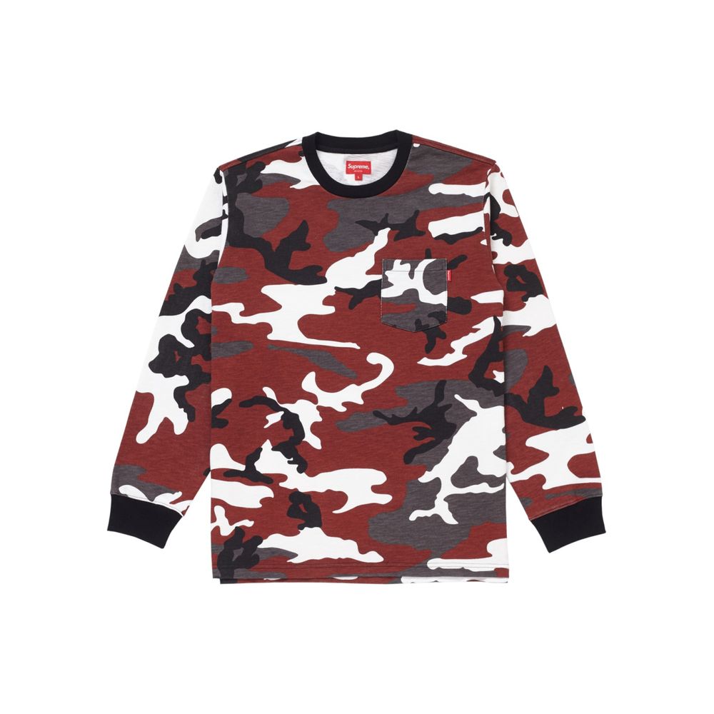 Supreme FW18 L/S Pocket Tee Red Camo T