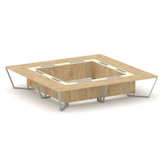 Steel Meet Стол переговорный квадратный KM-PR.B.SP-20K2 Тиквуд Светлый/Ваниль Глянец/Металл Серый 40