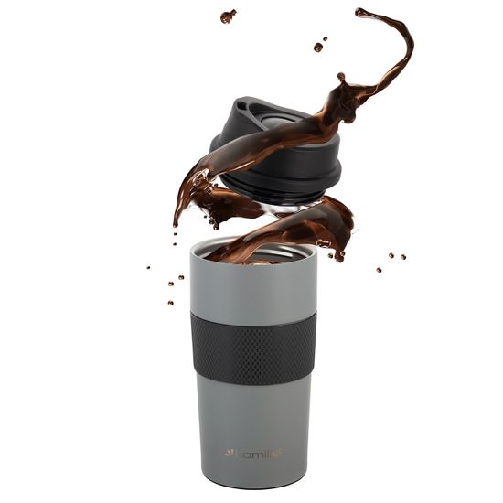 Термокружка 480 мл. из нержавеющей стали Kamille KM 2151A с TPR вставкой