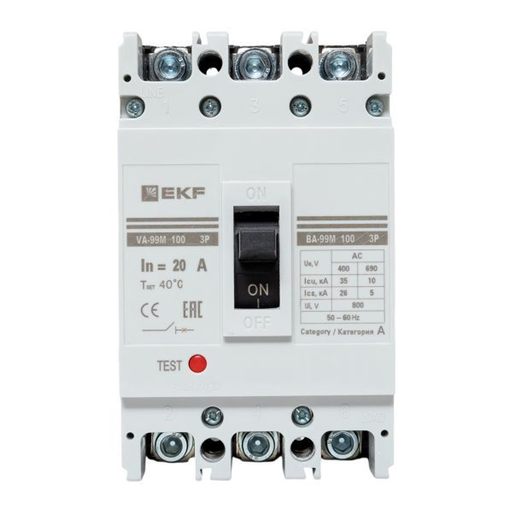 Автоматический выключатель в литом корпусе  EKF mccb99-100-20m