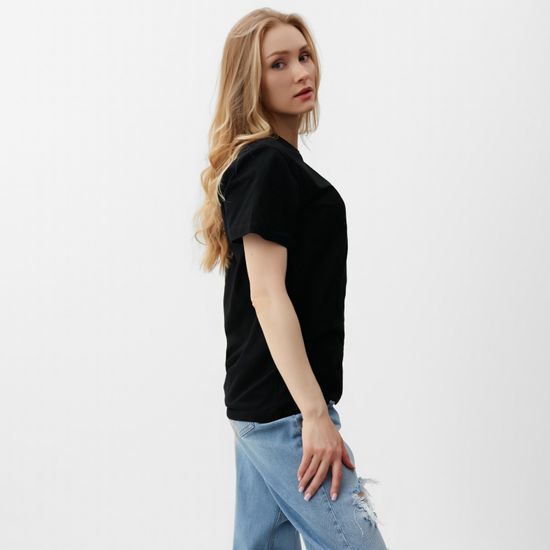 Купить женскую футболку из хлопка цвет  чёрный недорого