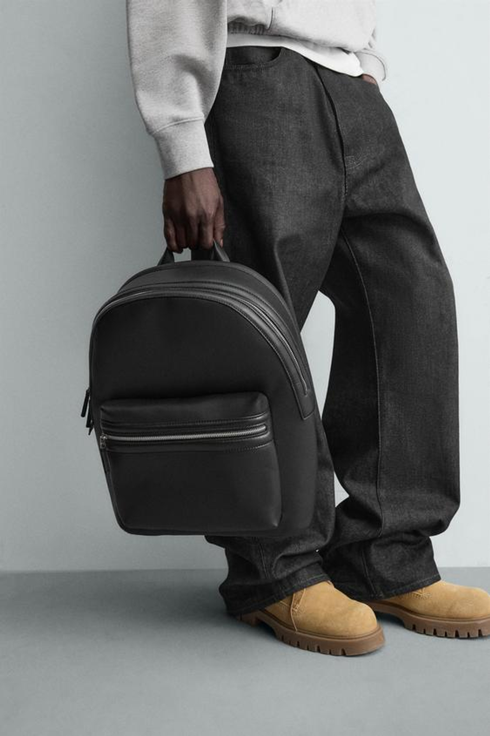 ZARA РЮКЗАК С ТЕКСТУРОЙ, ЧЕРНЫЙ