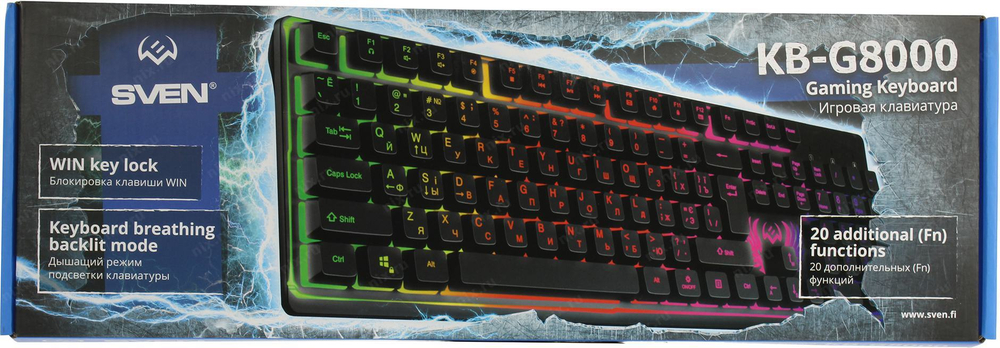 Клавиатура SVEN KB-G8000 Black &lt;USB&gt; 105КЛ, подсветка клавиш