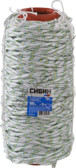 СИБИН d 6 мм, 16-прядный, 100 м, плетёный с сердечником, капроновый фал (50220-06)
