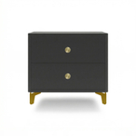 Тумба прикроватная на ножках с ящиками ROYAL 5303 эко (Черный-Золото-р.золото)