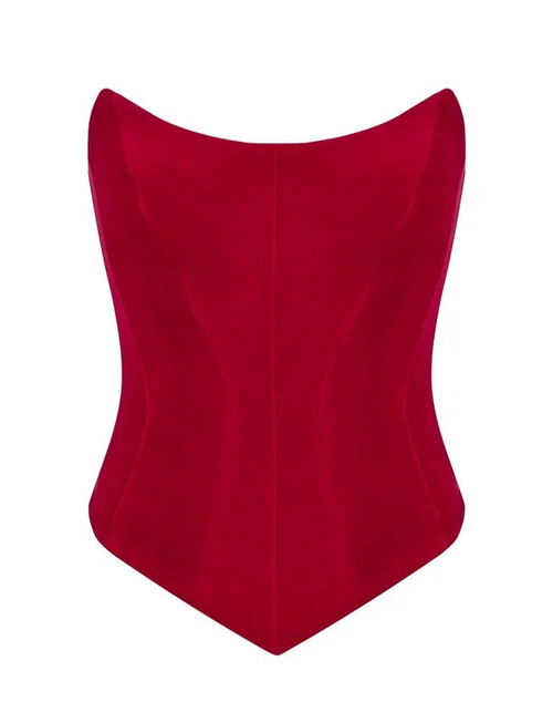 Корсет из бархата, красный