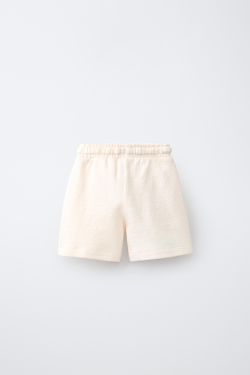 ZARA ОДНОТОННЫЕ ШОРТЫ ИЗ КРЕПА, ЭКРЮ
