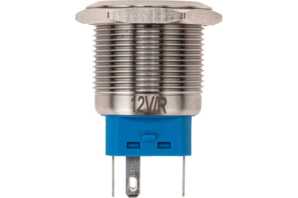 Антивандальная кнопка REXANT ø22, 12в, led, без фиксации, 5с, off-(on)/on-(off), красная подсветка 1 шт 36-3510