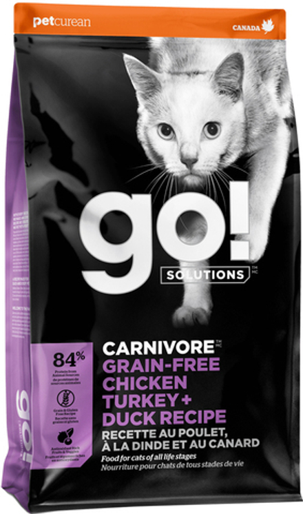 Go! 1.36кг Сухой беззерновой корм для котят и кошек 4 вида мяса: Курица, Индейка, Утка и Лосось
