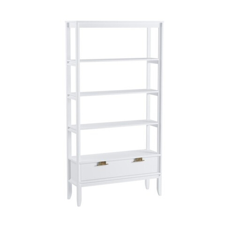 Стеллаж «Бридж» сквозной широкий с 1 ящиком белый лак